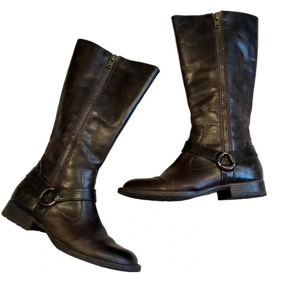 Born Shoes Born Delall Distressed Brown Leather Riding Boot Sz